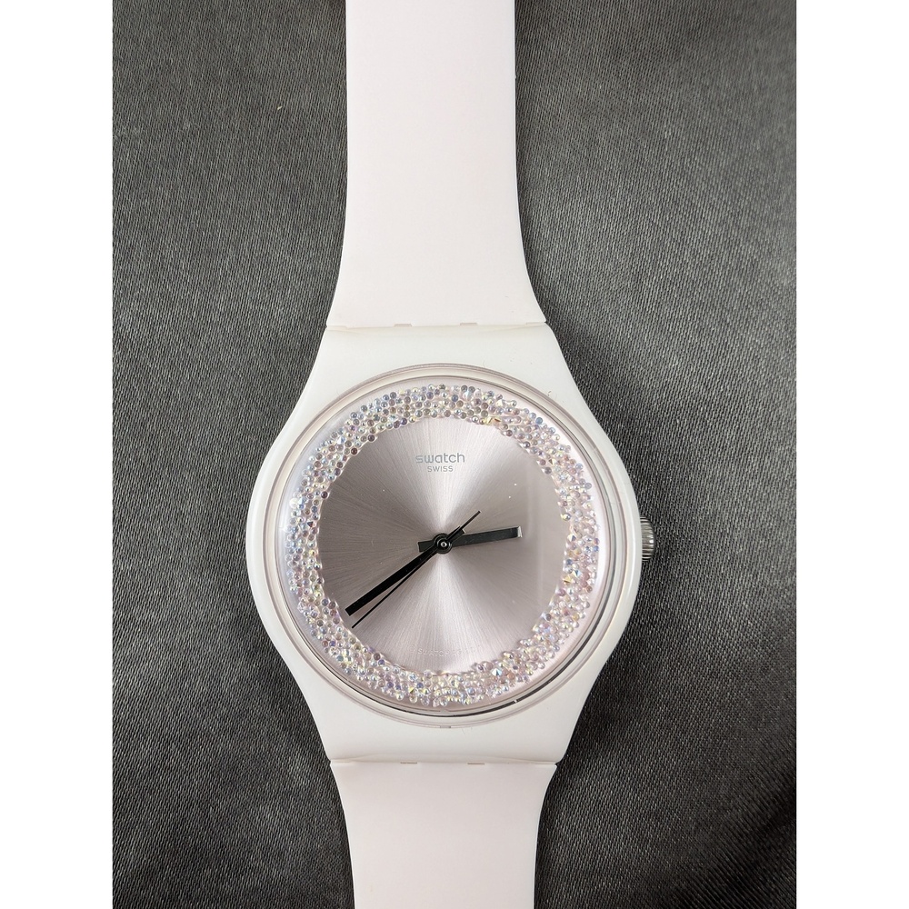NWOT Swatch Silicone Watch Pink Sparkles Pastel